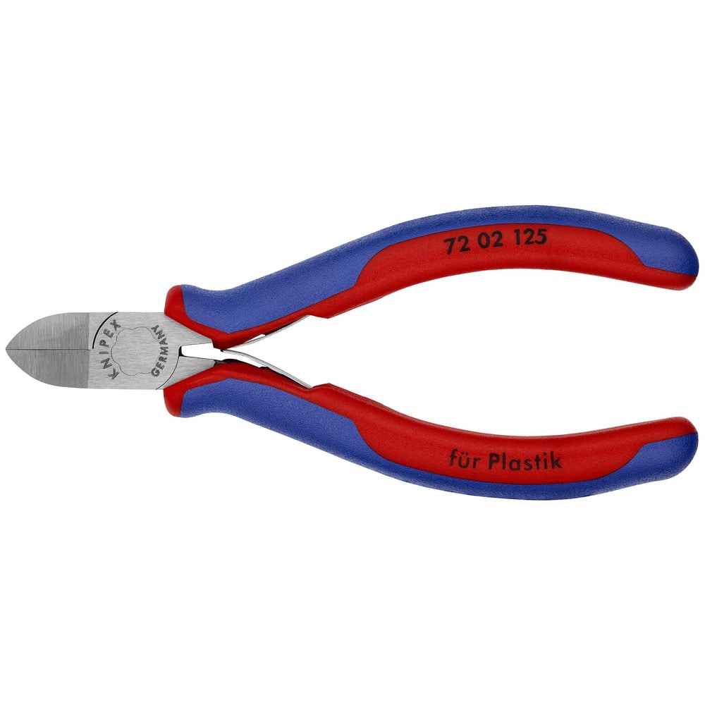 Cutting Pliers, Insulated: No , Overall Length (Inch): 5-1/2in , Head Style: Cutter, Diagonal , Cutting Style: Standard , Handle Color: Red, Blue  MPN:72 02 125