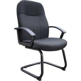 Boss Reception Guest Chair with Arms - Fabric - Mid Back - Black B8309-BK