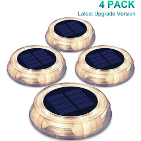 eLEDing® Solar Powered Round Garden Decoration Dusk to Dawn Light Warm White LED Pack of 4 EE801WLW4-W