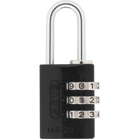 ABUS Anodized Aluminum Resettable 3-Dial Combination Lock 145/20 C - Black - Pkg Qty 6 14520