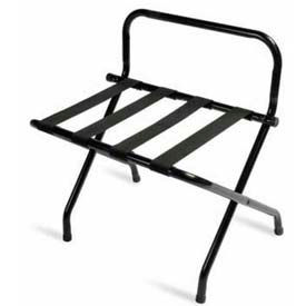 Luxury High Back Black Luggage Rack with Black Straps - 1 Pack 1055BL-BL-1