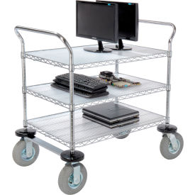 Nexel® Chrome Wire Shelf Instrument Cart w/3 Shelves 1200 Ib. Capacity 36