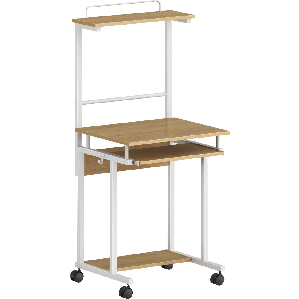 NuSparc 2-Shelf Computer Mobile Workstation, 53-1/2inH x 23-7/10inW x 20-7/10inD, Maple/White MPN:WS100AMME