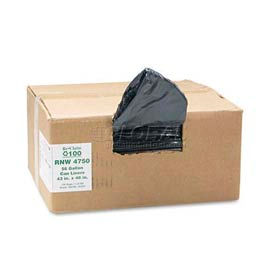 Black Recycled Can Liners - 56 Gallon 1.25 Mil 100/Case WBIRNW4750