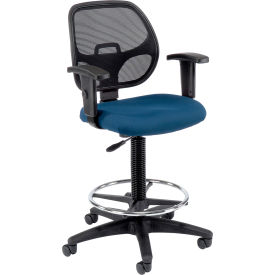 Interion® Drafting Stool - Fabric - Blue 262BL695