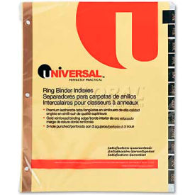 Universal One Leather-Look Mylar Tab Dividers 12 Month Tabs Letter Black/Gold 12/Set UNV20823***