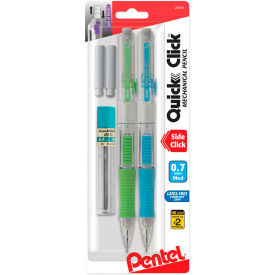 Pentel® QUICK CLICK Mechanical Pencil 0.7 mm HB (#2.5) Black Lead Asstd Barrel Colors 2/Pk PD217LEBP2