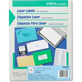 Avery® Pres-A-Ply Laser Address Labels 1 x 2-5/8 White 3000/Box 30600