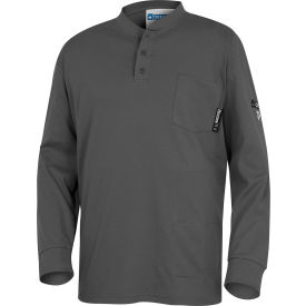 Oberon™ Men's Cotton Flame Resistant Henley Shirt S Grey ZFI404-S