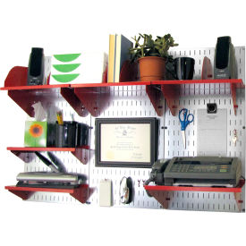 Wall Control Office Wall Mount Desk Storage and Organization Kit Galvanized Red 48