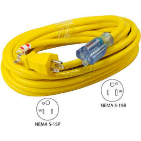 Conntek 20251-100 100' 12/3 SJTW Outdoor Extension Cord with NEMA 5-15P/R Lighted Receptacle 20251-100