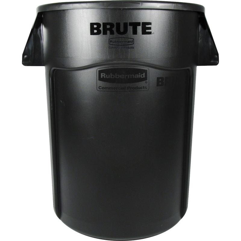 Rubbermaid Commercial Brute Round Plastic Vented Trash Containers, 44 Gallons, Black, Pack Of 4 Containers MPN:RCP264360BKCT