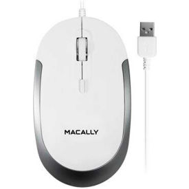 Macally USB Wired Optical Quiet Click Mouse for Mac & PC White & Aluminum DYNAMOUSE