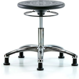 Blue Ridge Ergonomics™ Cleanroom Stool with Glides - Desk Height - Black CLR-IPDHSO-CR-RG-BLK