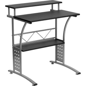 Flash Furniture Clifton Computer Desk with Top and Lower Storage Shelves Black -CLIFTON-BK-GGNAN