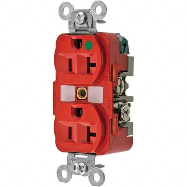 Straight Blade Duplex Receptacle: NEMA 5-20R, 20 Amps, Grounded MPN:HBL8300RED