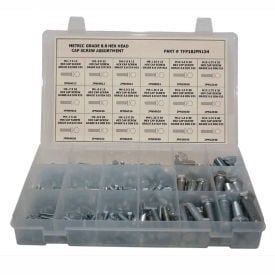 250 Piece Metric Hex Head Cap Screw Assortment - M4 to M12 - Grade 8.8 - Steel - Zinc TFP18JPN250