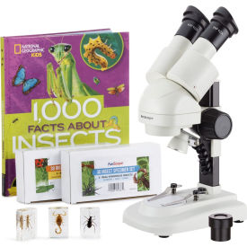 AmScope 20X-50X Portable Stereo Microscope 6-pc 3D Insect Specimen Kits Book & Digital Camera SE120Z-BKI-INST23-E