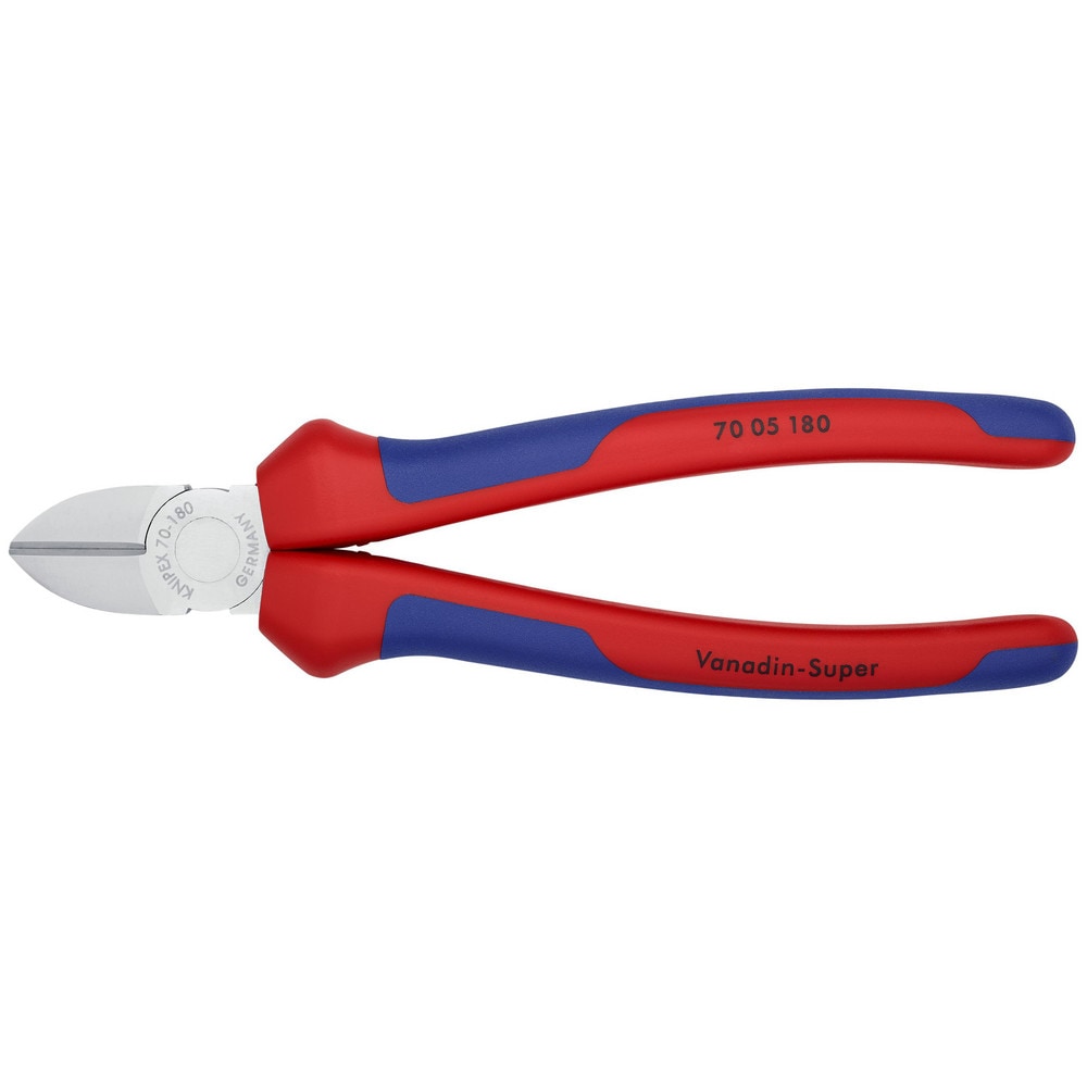 Cutting Pliers, Insulated: No , Overall Length (Inch): 5-1/2in , Head Style: Cutter, Diagonal , Cutting Style: Bevel , Handle Color: Red, Blue  MPN:70 05 180