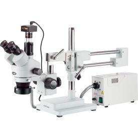 AmScope SM-4TPZ-FOR-5M 3.5X-90X Simul-Focal Trinocular Boom Microscopy System & 5MP Digital Camera SM-4TPZ-FOR-5M