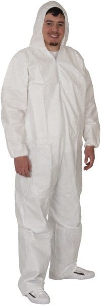 Non-Disposable Rain & Chemical-Resistant Coverall: White, Film Laminate MPN:KM-CVL-KG-HE-LR