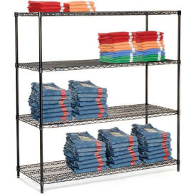 Nexel® 4 Shelf Black Epoxy Wire Shelving Unit Starter 72