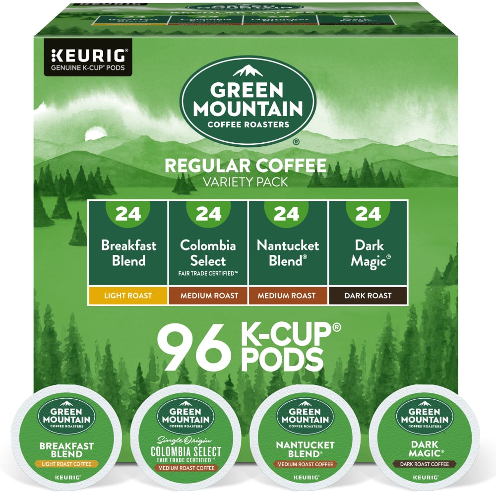 Green Mountain Coffee Single-Serve Coffee K-Cup, Regular Variety Pack, Carton of 96,  4 x 24 Per Box MPN:6501CA