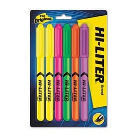 Hi-Liter Pen Style Highlighters Six-Color Fluorescent Set 23565