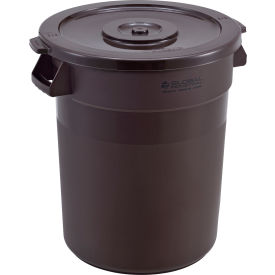 GoVets™ Plastic Trash Can with Lid - 20 Gallon Brown 458BNCL240