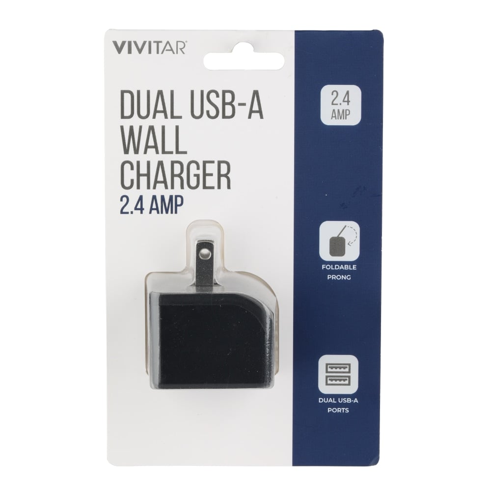 Vivitar Dual USB-A Wall Charger, Black, NIL6002-BLK-STK-24 (Min Order Qty 14) MPN:NIL6002-BLK-STK-24