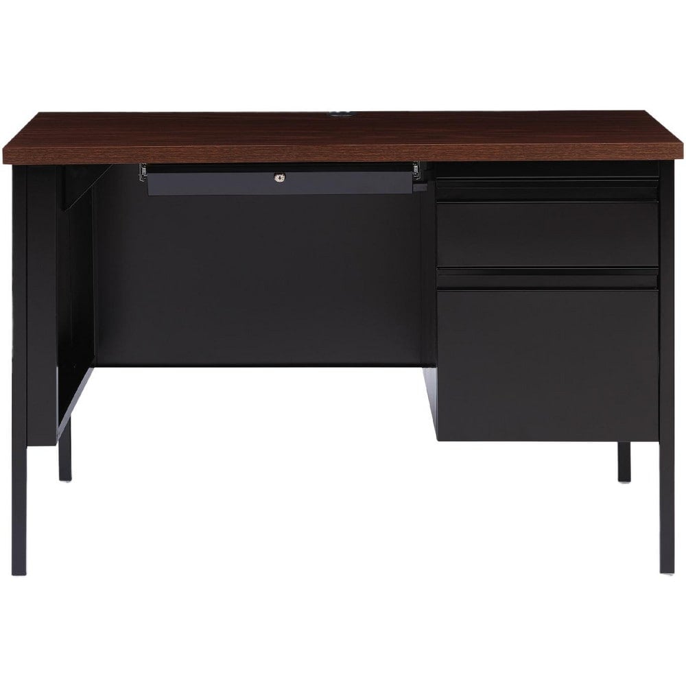 Office Desks, Desk Type: Right Pedestal , Type: Single Pedestal , Color: Mocha, Black , Material: Steel , Top Material: Woodgrain Laminate  MPN:ALEHSD4524BM