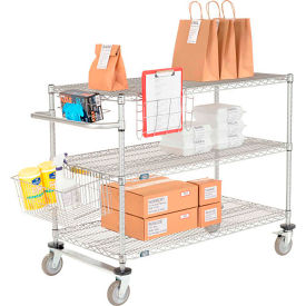 Nexel® Chrome Curbside Cart w/3 Shelves & Polyurethane Casters 24