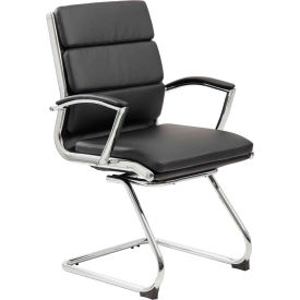 Boss Reception Guest Chair with Arms - Vinyl - Mid Back - Black B9479-BK