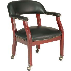 Boss Conference Chair with Arms and Casters - Vinyl - Black B9545-BK