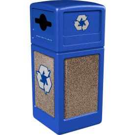 Commercial Zone® PolyTec™ Recycling Container w/ Riverstone Panels 42 Gal Cap. Blue 722832K