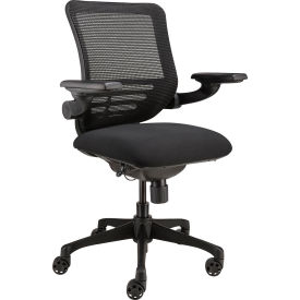 Interion® Mesh Chair with Adjustable Flip Arms & Mid Back Fabric Black 119242