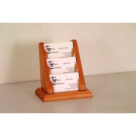 3 Pocket Counter Top Business Card Holder - Medium Oak BCC1-3MO