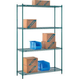 Nexel® 4 Shelf Poly-Green® Wire Shelving Unit Starter 54