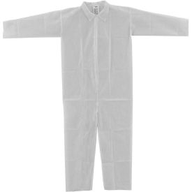 GoVets™ Disposable Polypropylene Coverall Open Wrists/Ankles White Large 25/Case 185L708