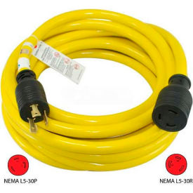 Conntek 20571 25' 30A Generator Power/Extension Cord with NEMA L5-30P to L5-30R 20571