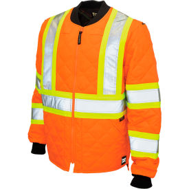 Tough Duck Men's Quilted Safety Freezer Jacket LT Fluorescent Orange S43241-FLOR-LT