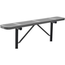 GoVets™ 6' Outdoor Steel Flat Bench Perforated Metal In Ground Mount Gray 075IGY262