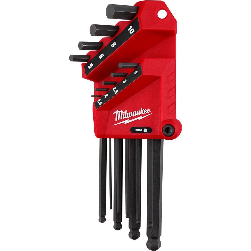 Hex Key Sets, Tool Type: Hex Keys , Handle Type: Straight , Hex Size Range (mm): 1.5 - 10 , Container Type: Clamshell , Material: Steel  MPN:48-22-2186