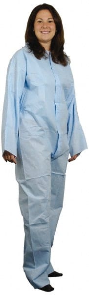 Disposable Coveralls: Size Large, 1.6 oz, Polypropylene, Zipper Closure MPN:DC-PP-L43B-EWA