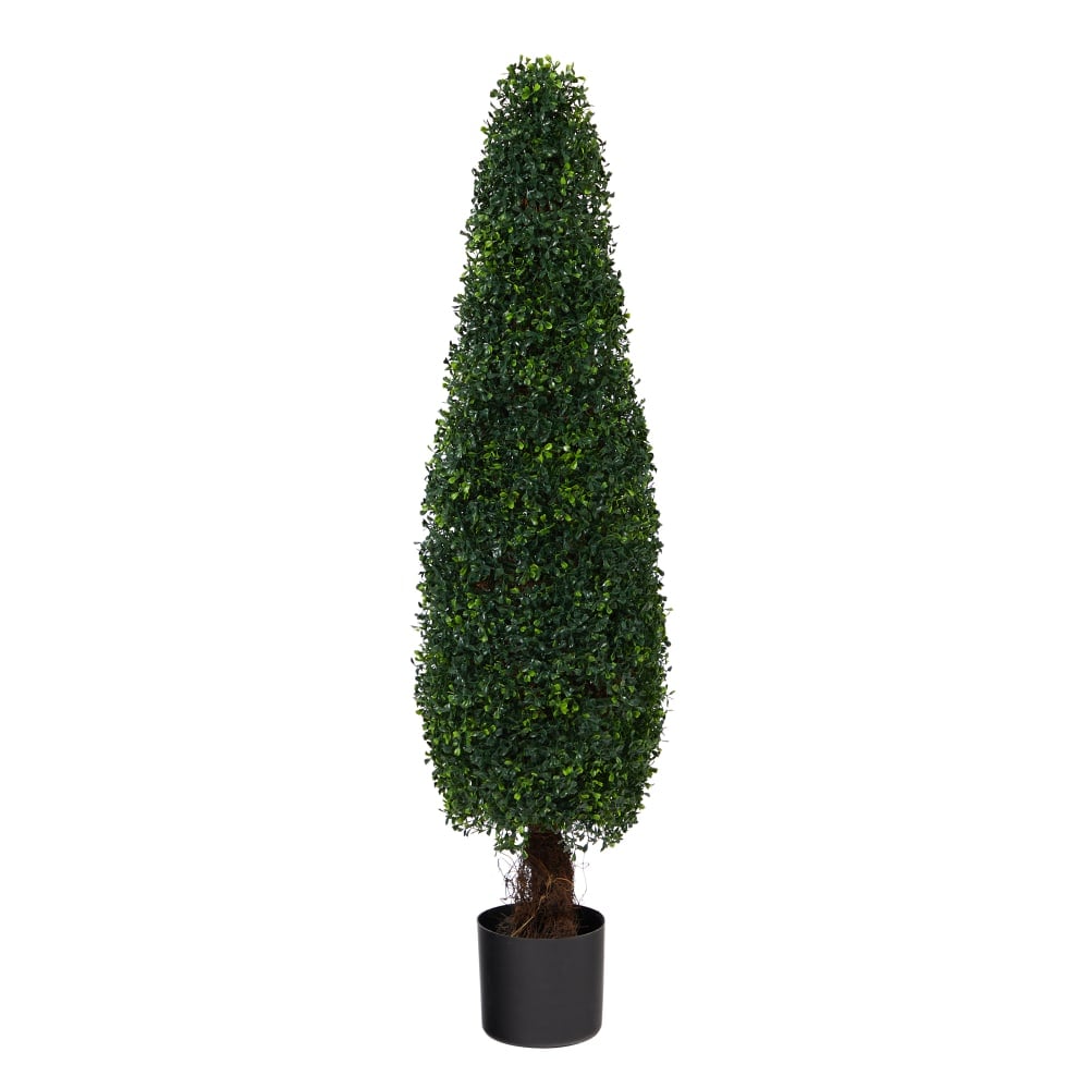 Nearly Natural Boxwood Topiary 4'H Artificial Tree With Planter, 48inH x 11inW x 11inD, Green/Black MPN:T1542