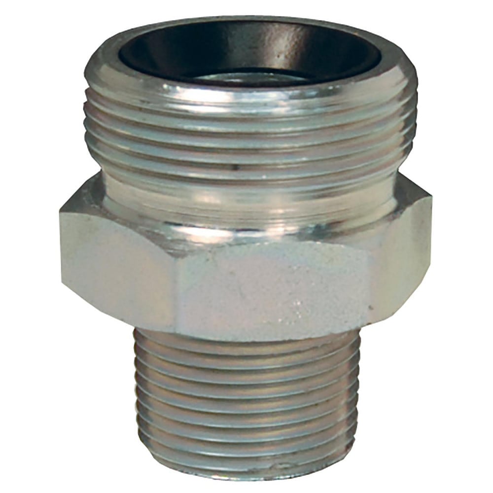 Ground Joint Hose Couplings, Thread Type: MNPT x MNPSM , Thread Size: 1-1/2, 2 , Type: spud , Material: Plated Iron , Size: 1-1/2 in  MPN:GM23