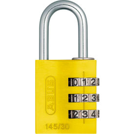 ABUS Anodized Aluminum Resettable 3-Dial Combination Lock 145/30 C - Yellow - Pkg Qty 6 14531