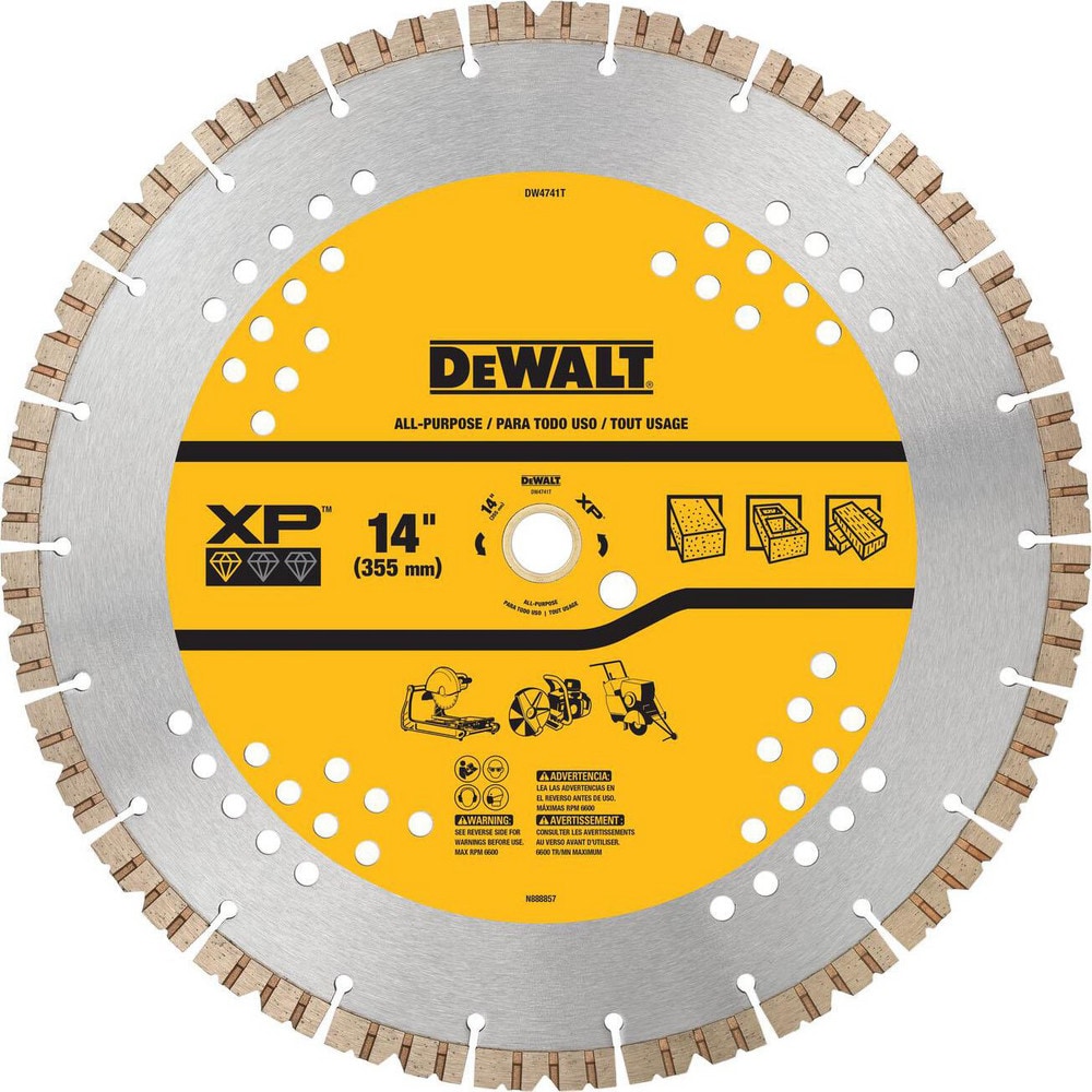 Wet & Dry-Cut Saw Blades, Blade Diameter (Inch): 14 , Blade Material: Diamond , Blade Thickness (Inch): 1/8 , Arbor Hole Diameter (Inch): 1  MPN:DW4741T