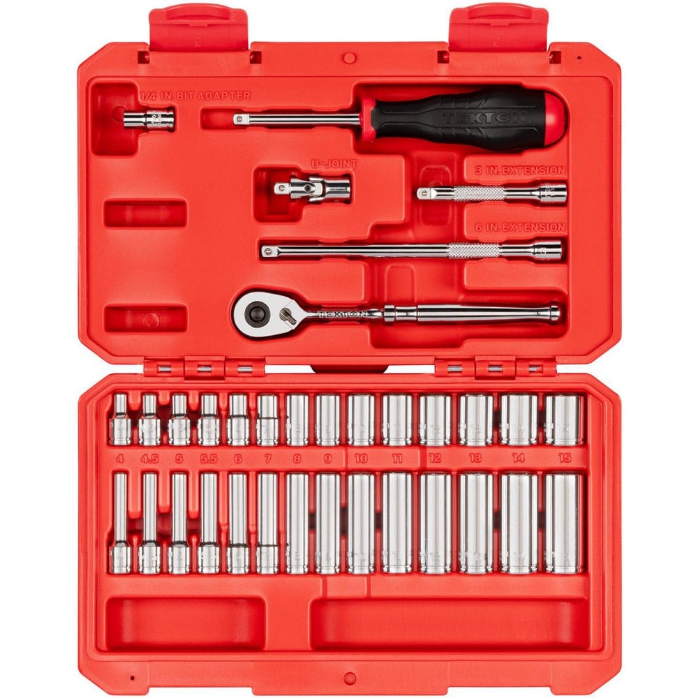 Ratchet & Socket Set Socket Set: 34 Pc, 5/32 to 9/16