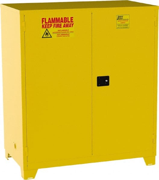 Flammable & Hazardous Storage Cabinets: 120 gal Drum, 2 Door, 2 Shelf, Manual Closing, Yellow MPN:FM120-YP